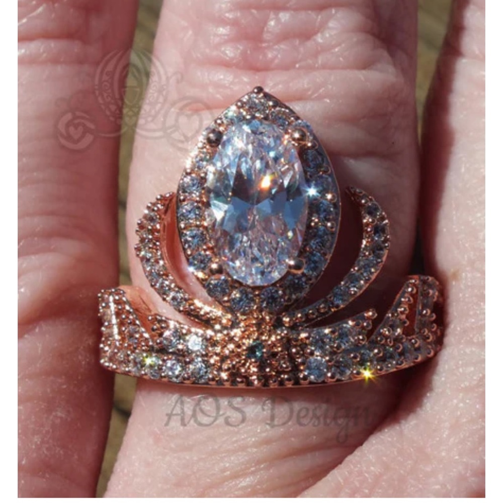 Elsa ring custom made Disney princess crown ring blue stone - Picture 3 of 5